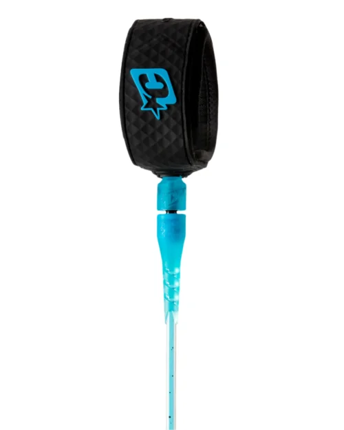 ליש מדגם RELIANCE LITE 6 באורך 6 פיט עם חיבור גמיש, סקוץ' איכותי, וסגירה נגד החלקה, מגיע בצבע תכלת/שחור