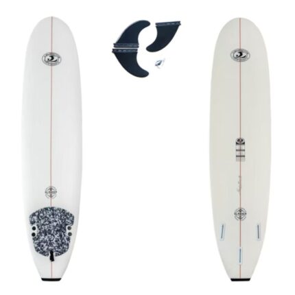 גלשן slasher של CBC באורך 8 פיט מגיע בצבע לבן, עם שלוש חרבות